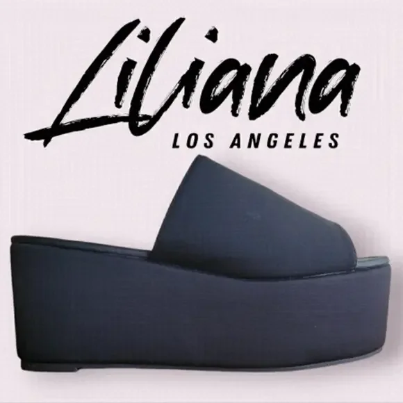 Liliana Shoes Liliana Black Platform Sandals Size 65 Generous